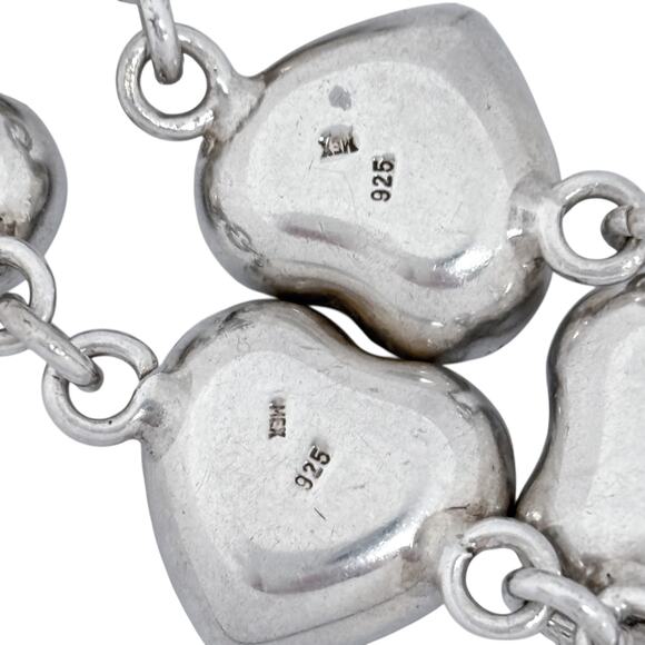 Estate Mexico Dried Flower Resin Heart Bracelet Sterling Silver 925 | 7.25" - Picture 6 of 8